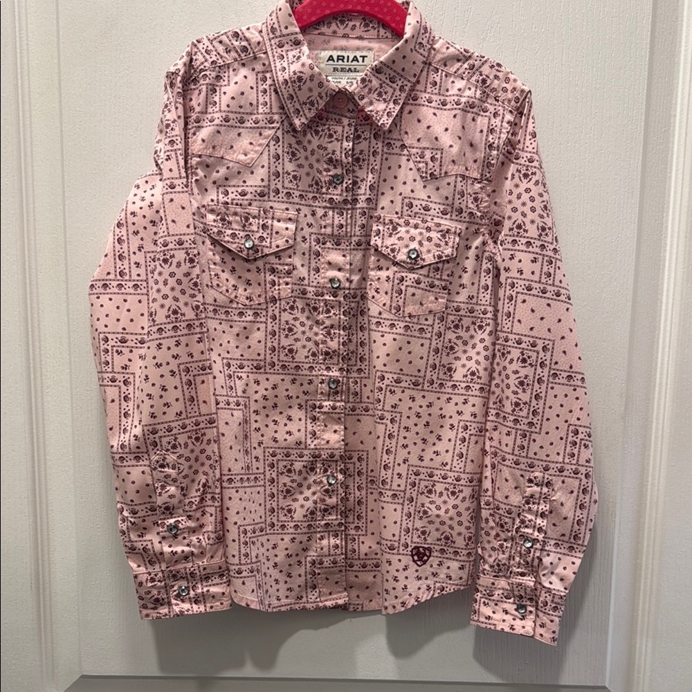 Ariat Pink Patterned Long-Sleeve Button-Down Shirt